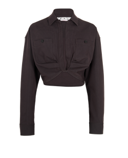 Off -White Twist Crop Cargo Shirt, Cotton, Dark Grey, UK10, 2*
