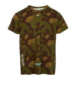 Off-White Camouflage T-Shirt, Mens, Cotton, Green, Sz XS, 2*