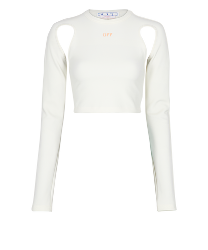 Off White Cut Out Cropped Top, front view