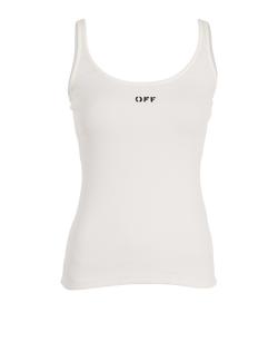 Off White Ribbed Tank, Cotton, White, UK8, T, 3*
