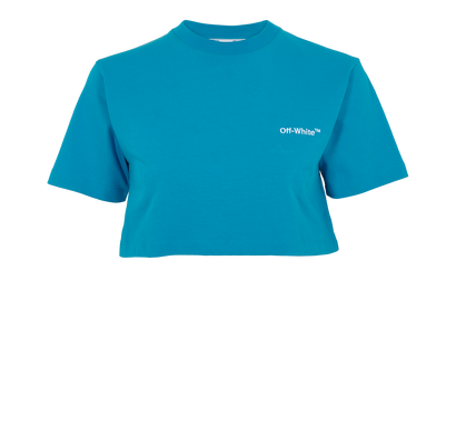 Off-White Cropped T-Shirt, &pound;80, Clothing, Blue, Cotton, Front view
