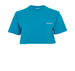 Off-White Cropped T-Shirt, Cotton, Blue, Sz XS, 3*