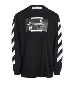 Off-White Crew Neck Top, Mens, Cotton, Black/White, Sz XL, 2*