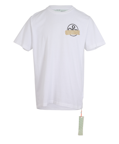 Off-White Tape Print T-Shirt, &pound;95, Clothing, White, Cotton, Front view