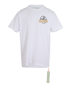 Off-White Tape Print T-Shirt, Mens, Cotton, White, Sz XL, 2*