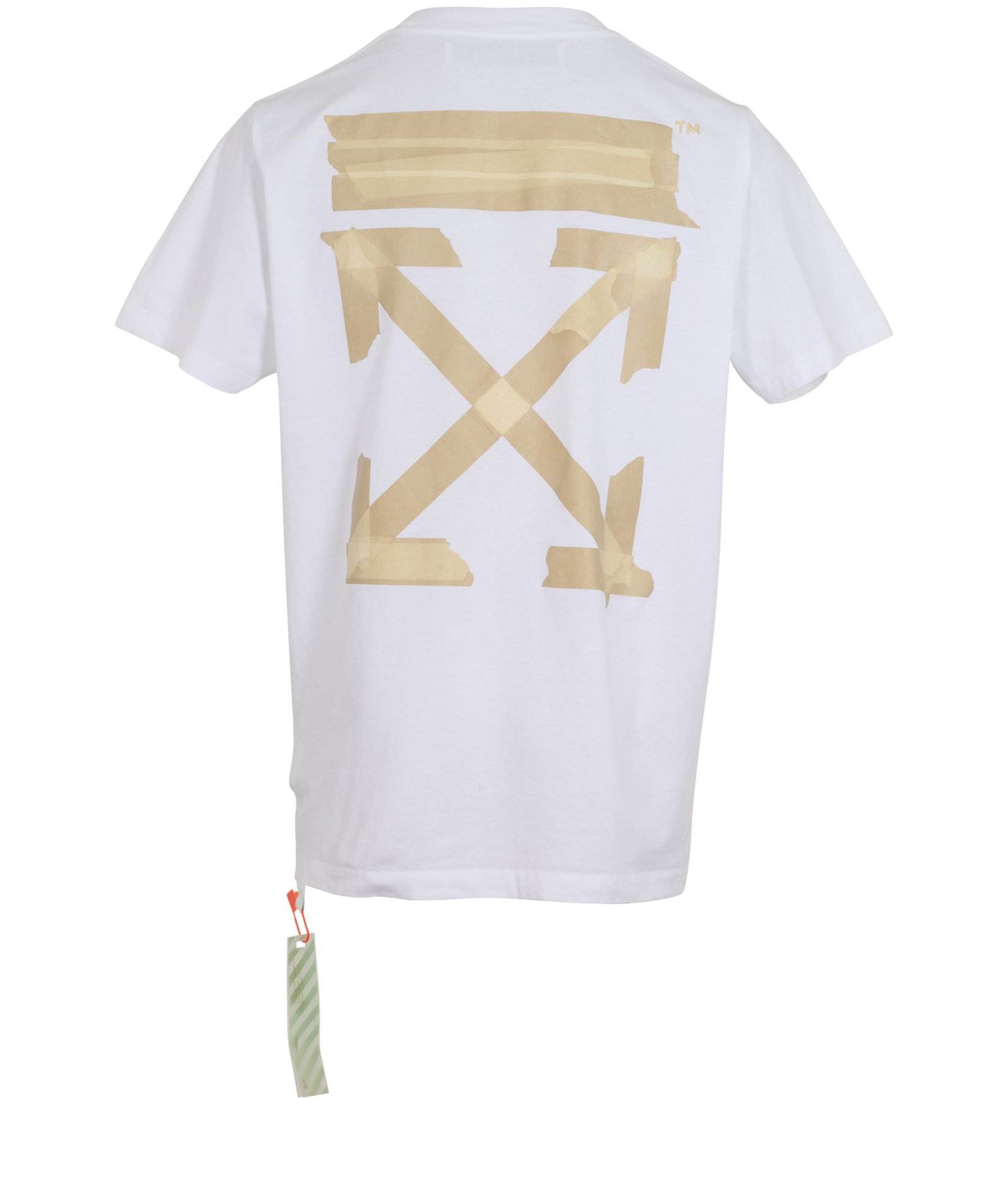 Off-White Tape Print T-Shirt, &pound;95, Clothing, White, Cotton, Back view