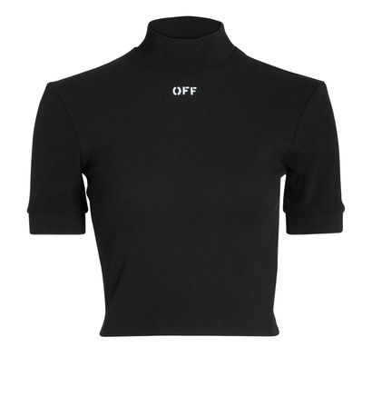 Off White High Neck Crop Top, £130, Clothing, Black, Chiffon, Front view