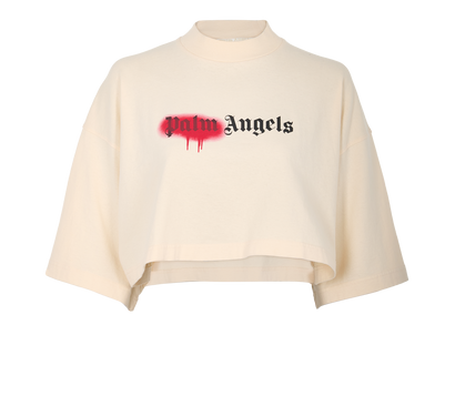 Palm Angels Sprayed Logo Cropped T-Shirt, front view