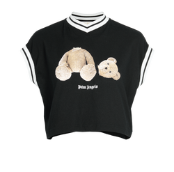 Palm Angels Teddy Bear Crop T-Shirt, Cotton, Black, Sz XS, 3*