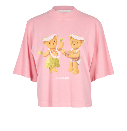 Palm Angels Cropped Dancing Bears T-Shirt, front view