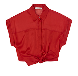 Pierre Balmain Short Sleeve Blouse, Silk, Red, UK 8
