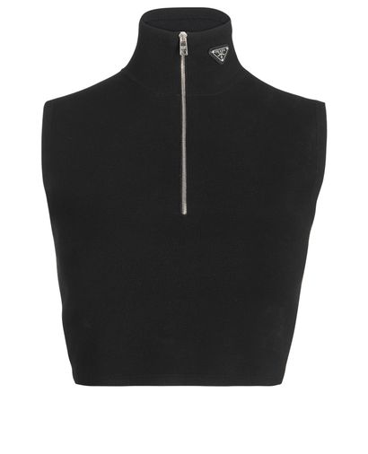 Prada Cropped High Neck Logo Top, front view