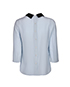 Prada Contrast Collar Long Sleeve Blouse, &pound;60, Clothing, Blue, Silk, Back view