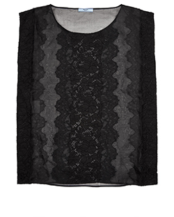 Prada Lace Panel Top, Silk, Black, UK 16