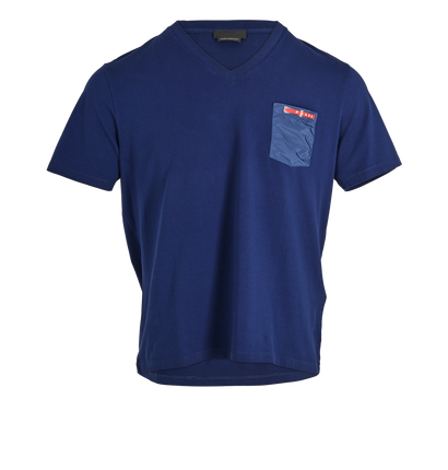 Prada Linea Rossa Pocket T-Shirt, &pound;120, Clothing, Blue, Cotton, Front view