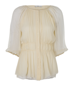 Prada Balloon Sleeve Blouse, Silk, Beige, MII, 3*