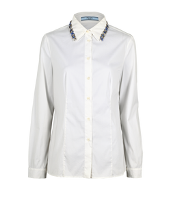 Prada Jewelled White Button Up Shirt, Cotton, White, UK14 , 2*