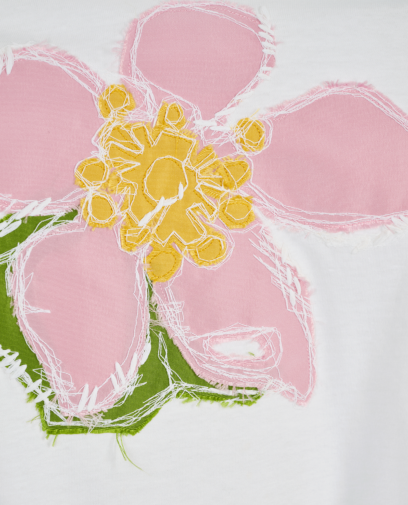 Prada Floral Appliqué T-Shirt, &pound;110, Clothing, White, Cotton, Other view