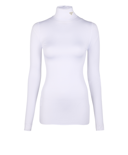 Prada Long Sleeve Turtle Neck Top, £310, Clothing, White, Polyester (Polymer), Front view