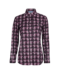Prada Checked Shirt, Cotton, Purple, UK 8