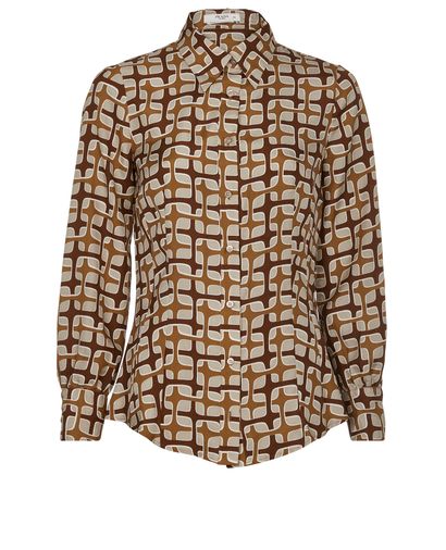 Prada Printed Shirt, &pound;110, Clothing, Brown/Grey, Silk, Front view