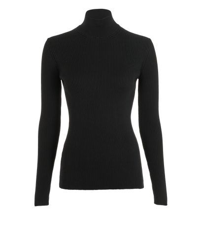Prada Ribbed Turtleneck Long Sleeve Top, &pound;110, Clothing, Black, Cotton, Front view