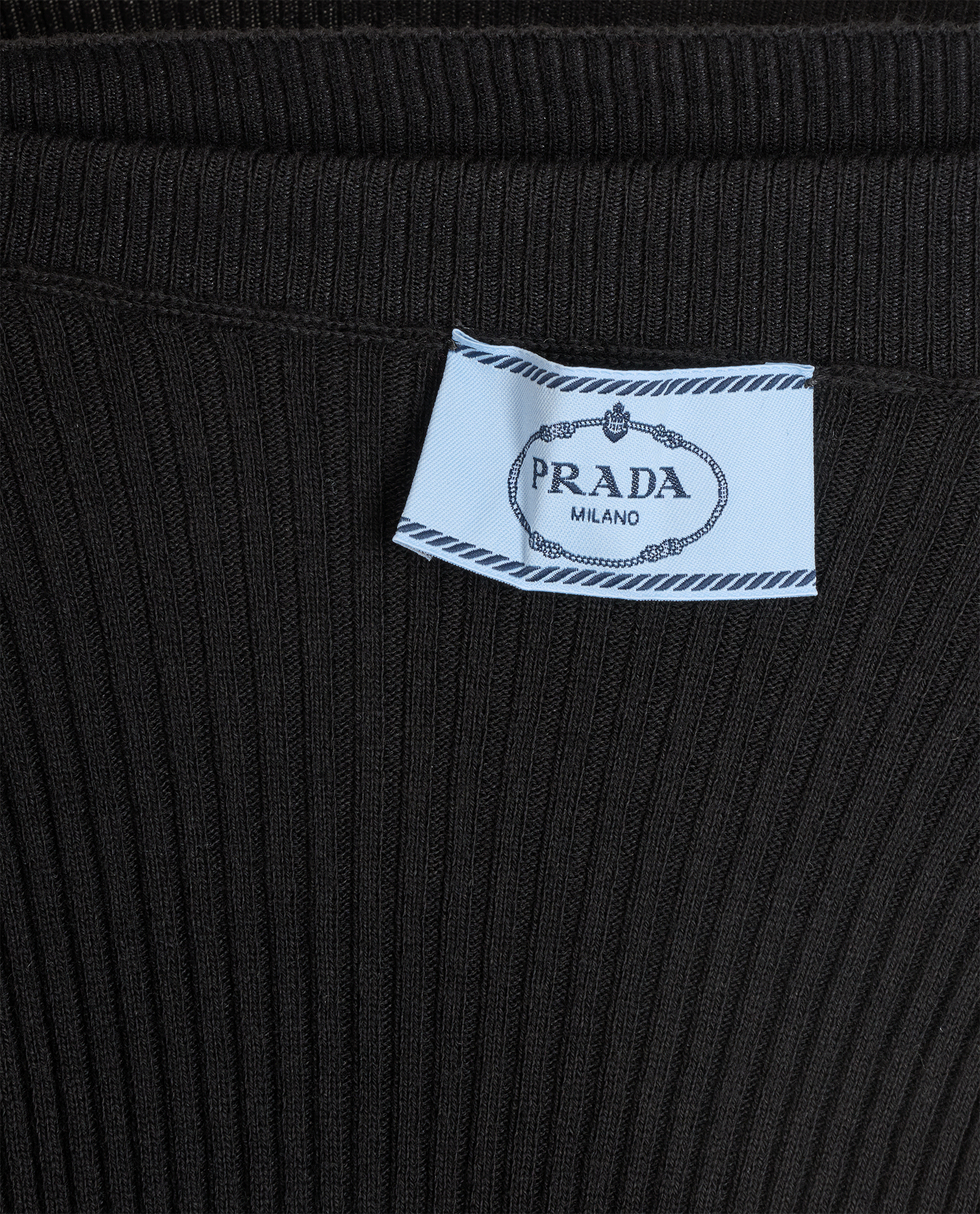Prada Ribbed Turtleneck Long Sleeve Top, &pound;110, Clothing, Black, Cotton, Other view