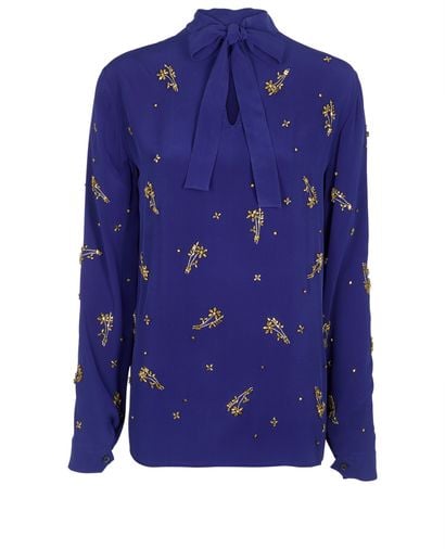 Prada Embellished Tie neck Blouse, front view