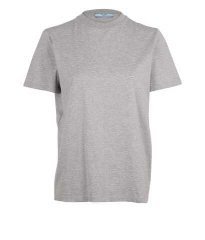 Prada Triangle Logo T-Shirt, &pound;90, Clothing, Grey, Cotton, Front view