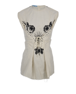 Prada Lace Up Top, Linnen, Cream, UK10, 3*