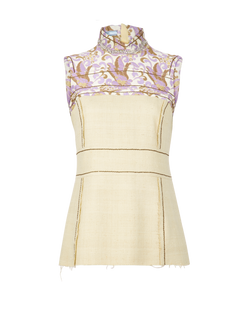 Prada Brocade Sleevless Top, Silk, Beige, UK10, 3*