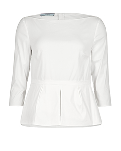 Prada Long Sleeve Top, Cotton, White, 12, 2