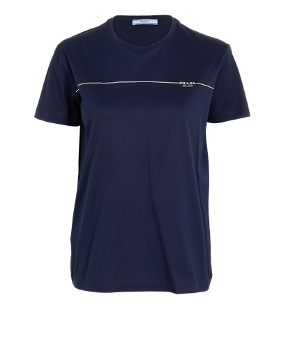 Prada Logo T-Shirt, &pound;110, Clothing, Navy, Cotton, Front view