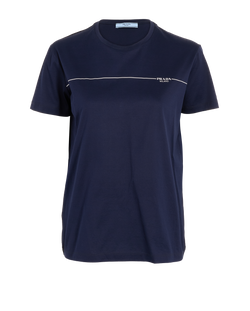 Prada Logo T-Shirt, Cotton, Navy, UK10, 2*