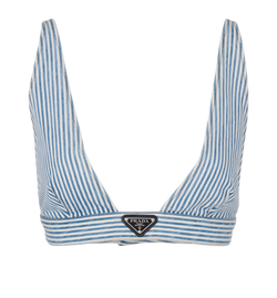Prada Striped Bralette, Cotton, Blue/White, UK 10, 2*