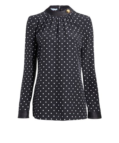 Prada Polka Dot Long Sleeve Blouse, front view