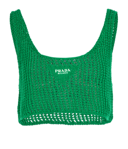Prada Crochet Crop Top, Cotton, Green, UK4, 2*