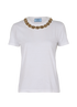 Prada Embellished Collar T-Shirt, &pound;140, Clothing, White, Cotton, Front view