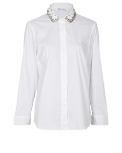 Red Valentino Stretch Cotton Poplin Collared Shirt, White, UK6, 3*,XY