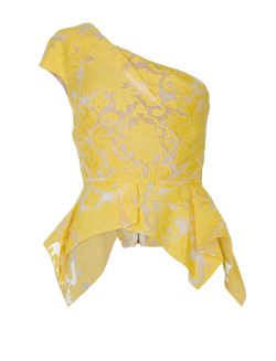 Roland Mouret Asymmetrical Peplum Top, Cotton, Yellow, UK10
