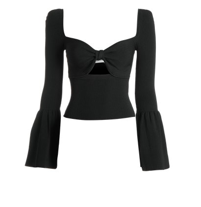Self Portrait Ribbed Cut-out Top, front view