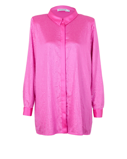 Self-Portrait Crystal Embellished Shirt, &pound;130, Clothing, Pink, Polyester (Polymer), Front view