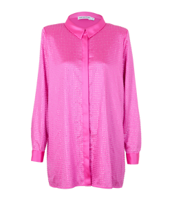 Self-Portrait Crystal Embellished Shirt, Polyester, Pink, UK12, 2*