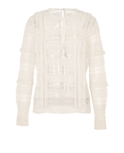 Self-Portrait Frill Lace Blouse, Polyester, White, UK8, 1*