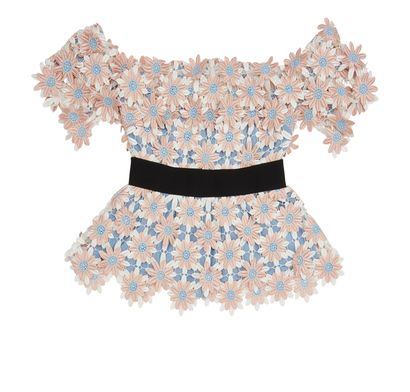 Self-Portrait Applique Floral Off Shoulder Top, front view