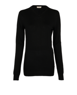 Saint Laurent V-Neck Knit Top, Wool, Black, UK6, 3*