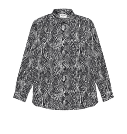 Saint Laurent Snake Print Button Up, Mens, Cotton, Black/White, Sz M, 2*