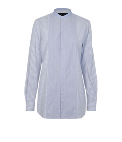 Stella McCartney Geometric Shirt, Cotton, White/Blue, UK6, 3*