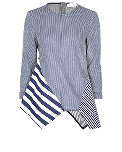 Stella McCartney Asymmetric Striped Top, Cotton, Blue/White, UK8, 2*