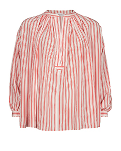 Sonya Rykiel Striped Oversize Blouse, Silk, Red/White, 6